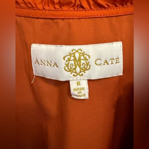 Anna Cate Abigail Puff Sleeve Blouse in Sienna Burnt Orange Medium STAIN - Picture 3 of 11